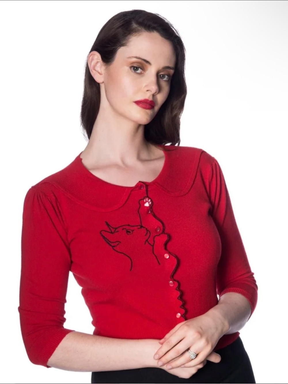 RARE Retro Red Cat Cardigan